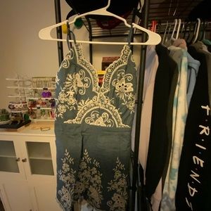 Amazon Simplee Blue Romper with Lace Detailing